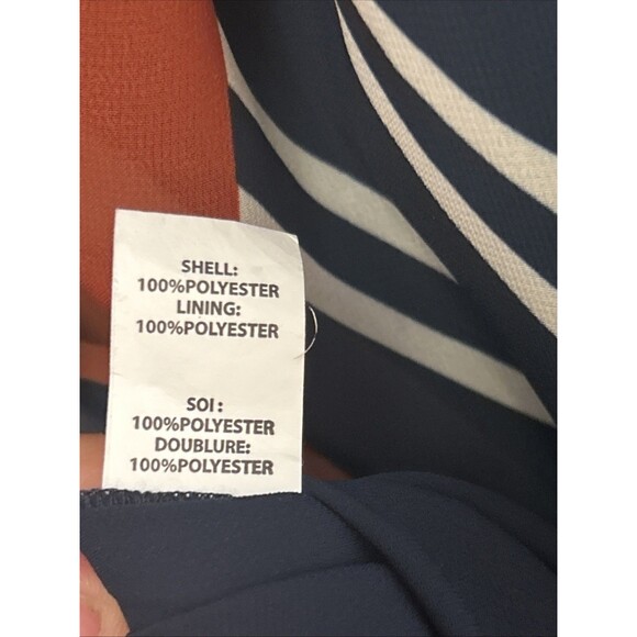 Ramy Brook Geometric Tassel-Tie Top XXS Navy Brown Balloon Sleeve Art to Wear - Picture 4 of 4